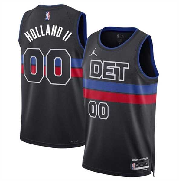 Mens Detroit Pistons #00 Ron Holland II Black 2024 Statement Edition Stitched Basketball Jersey Dzhi